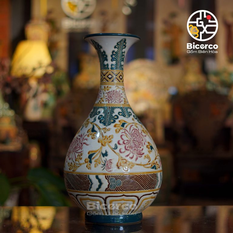 Bình tỳ bà hoa cúc